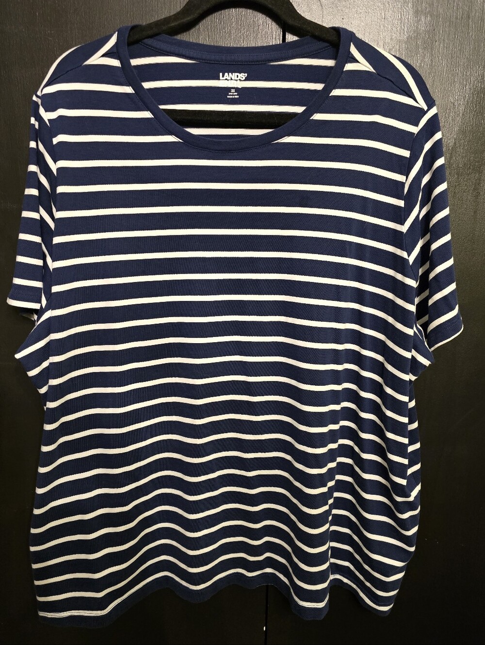 NWOT Lands' End Supima Cotton T-Shirt In Navy With White Stripes Size 3x